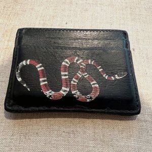 Gucci | Black Kingsnake Print | Leather Card Case Wallet